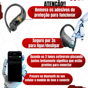 Fone De Ouvido Bluetooth 5.3 Tws Sem Fio Esportivo Compatível lp75 - Imagem 5