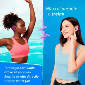 Fone De Ouvido Bluetooth 5.3 Tws Sem Fio Esportivo Compatível lp75 - Imagem 4