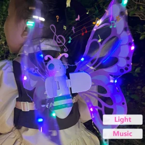 Asas de borboleta elétricas, asas de elfo em movimento com asas de fada leves para crianças, aniversário, natal, cosplay, vestido, anjo, brinquedo para meninas - Imagem 4