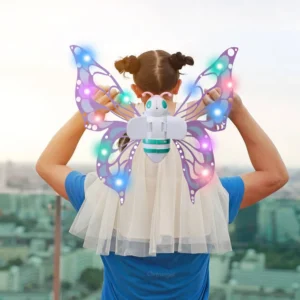 Asas de borboleta elétricas, asas de elfo em movimento com asas de fada leves para crianças, aniversário, natal, cosplay, vestido, anjo, brinquedo para meninas - Imagem 5