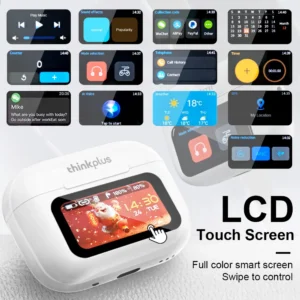 Fones de ouvido Bluetooth sem fio Thinkplus originais com redução de ruído ANC, microfone HD para chamadas, headset gamer com controle de tela sensível ao toque LED - Imagem 2